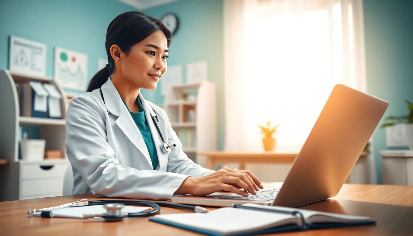 Consultation at https://www.medexdtc.com showcasing a doctor engaging with a patient through telehealth.