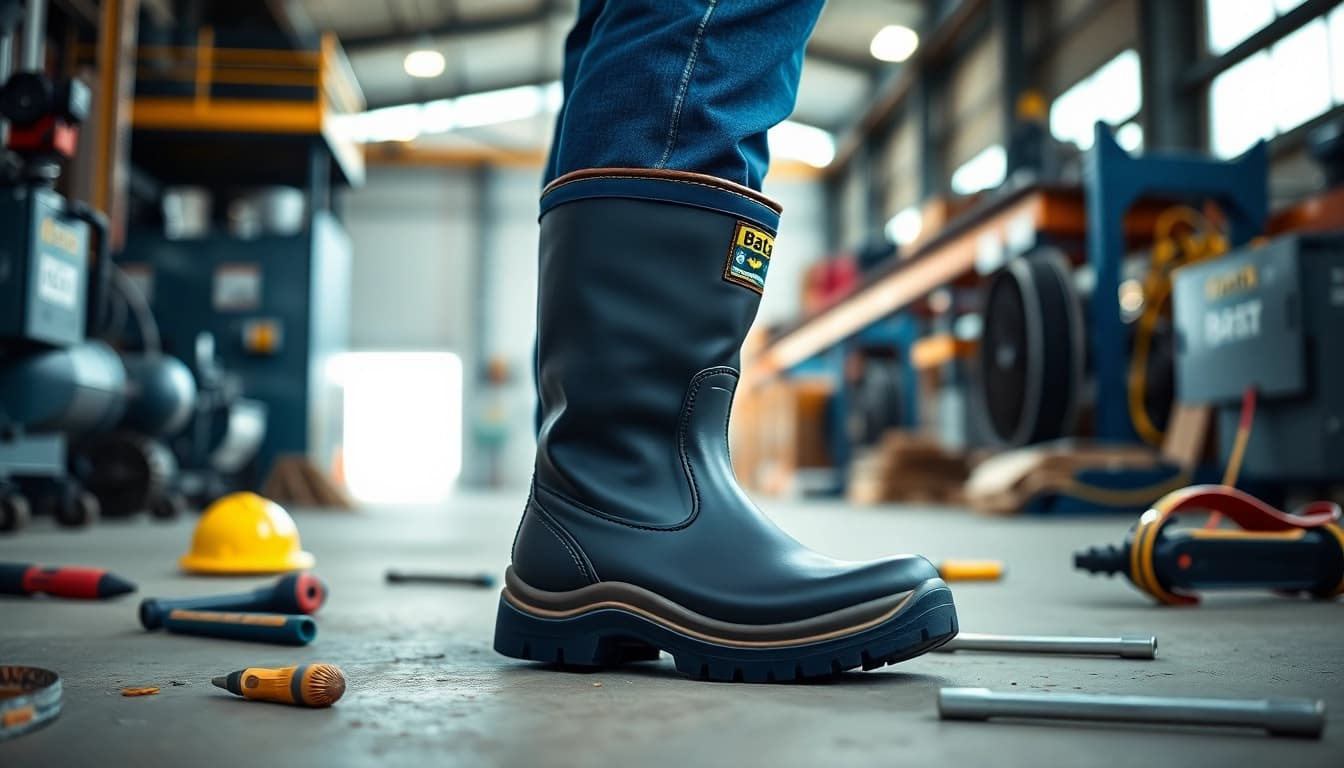 Wear Bata industrial gumboots Kenya while working safely in an industrial environment.