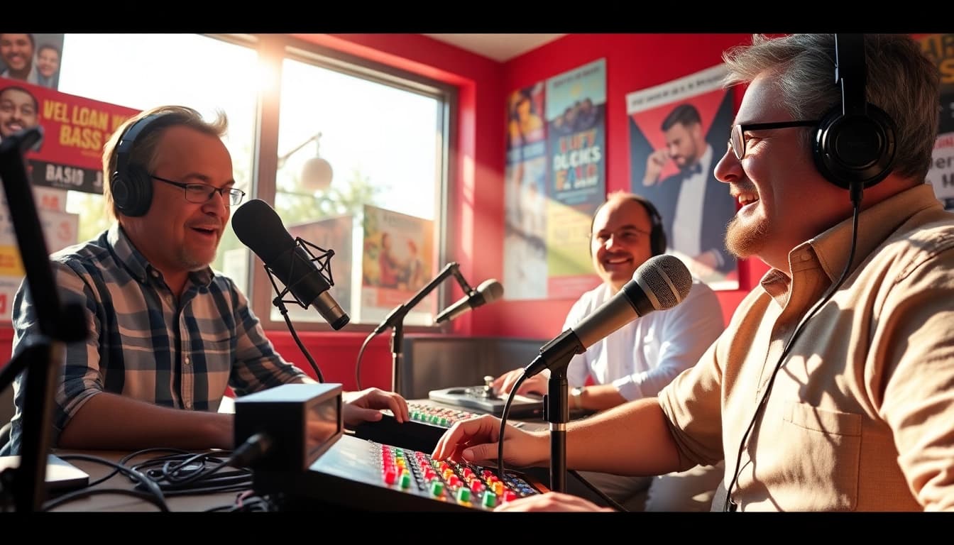 Listeners tuning into hometownstation.com as hosts engage in lively broadcast.