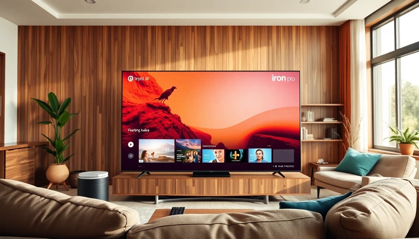 Experience the premium features of the iron tv pro streaming service on a modern TV.