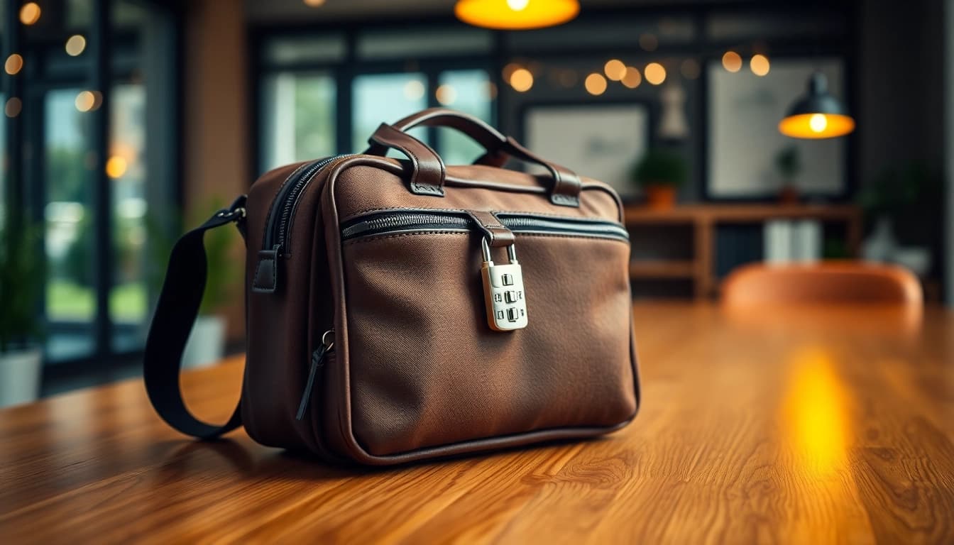 Praktische Handy Tasche abschließbar auf modernem Tisch mit Fokus auf Sicherheit