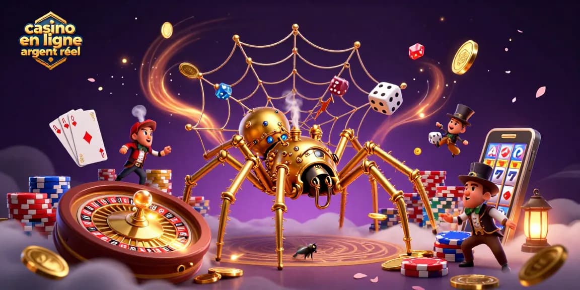 Plongez dans l'univers du casino en ligne argent réel avec cette illustration captivante et dynamique.