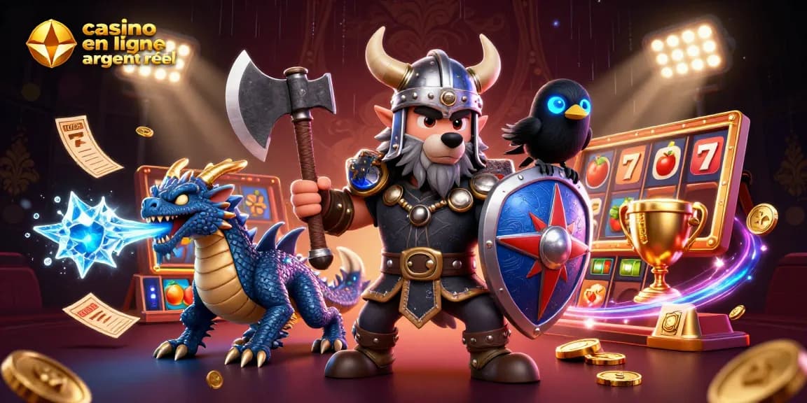 Vikings et dragons s'affrontent dans un casino en ligne argent réel, offrant des gains excitants.