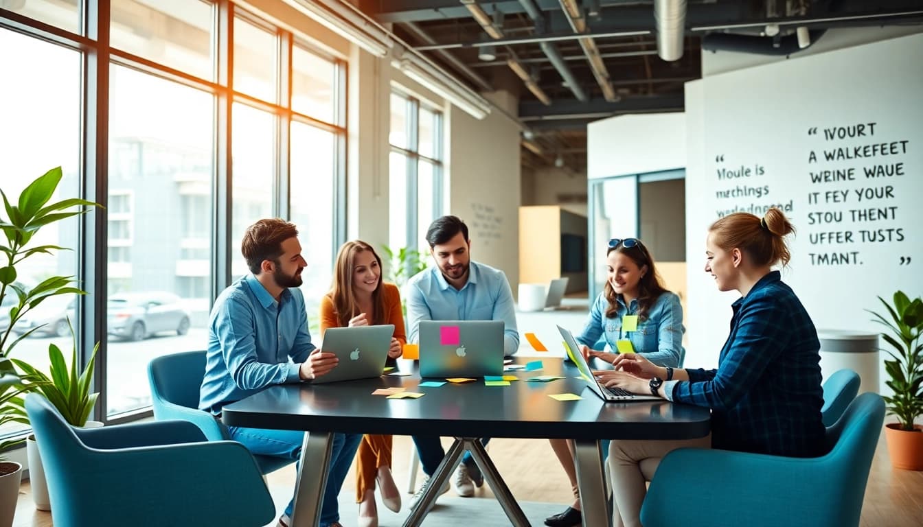 Team strategizing SEO.my marketing tactics in a bright, modern office environment.