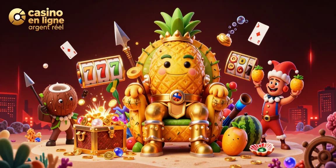 Des joueurs profitant de jeux de casino en ligne argent réel dans une scène pleine de couleurs