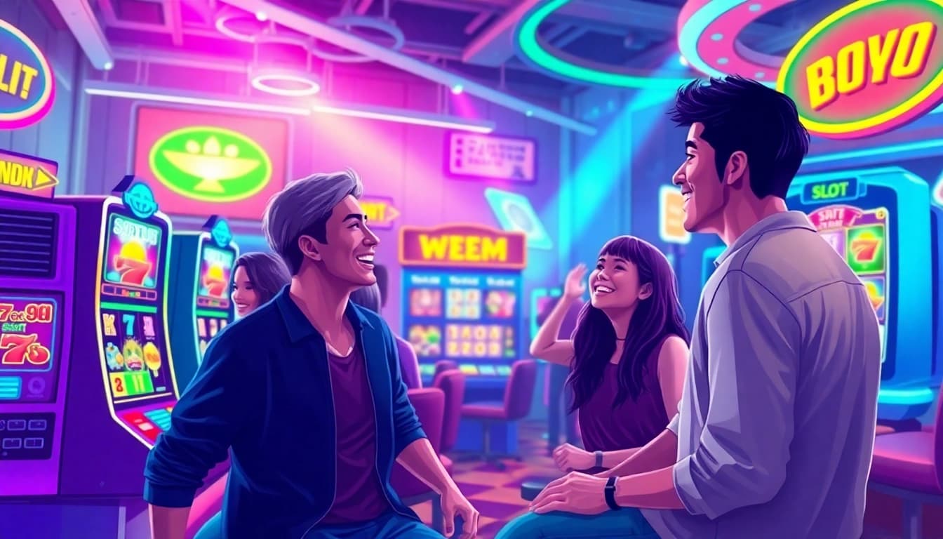 Kode4d gaming platform featuring vibrant slot games and joyful players