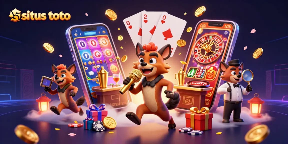 Experience the thrill of situs toto with immersive gaming elements in a vibrant casino scene.