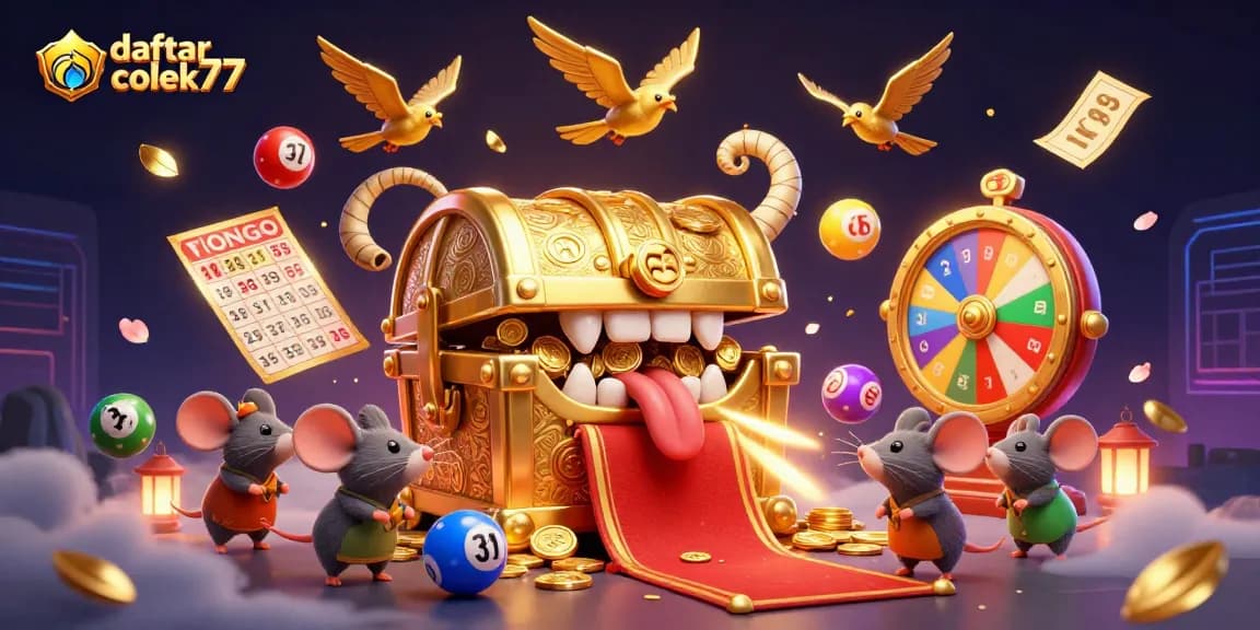Spin and win with daftar colek77 in this vibrant casino-themed lottery illustration.