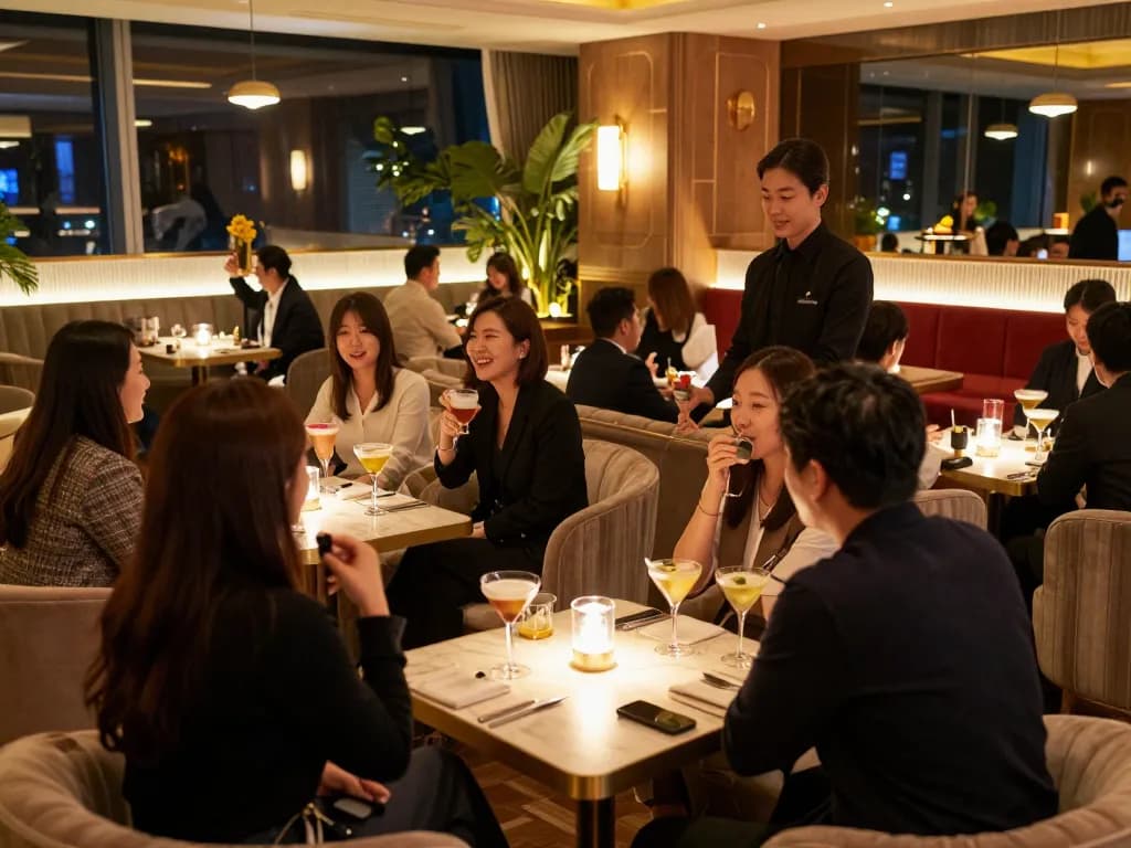 Luxury entertainment at 강남쩜오 with elegant decor and vibrant atmosphere.