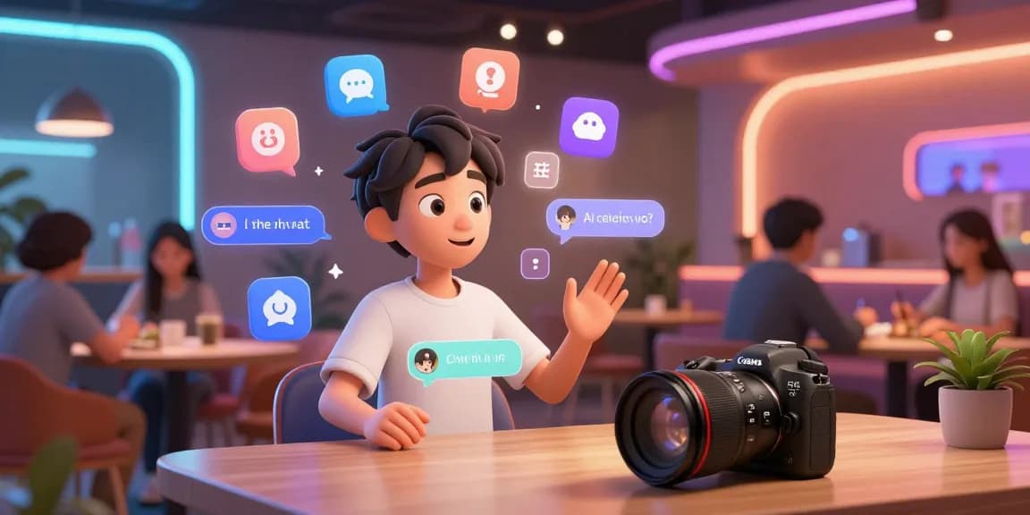 AI ecchi chat character engaging users in a vibrant digital space with modern accents.