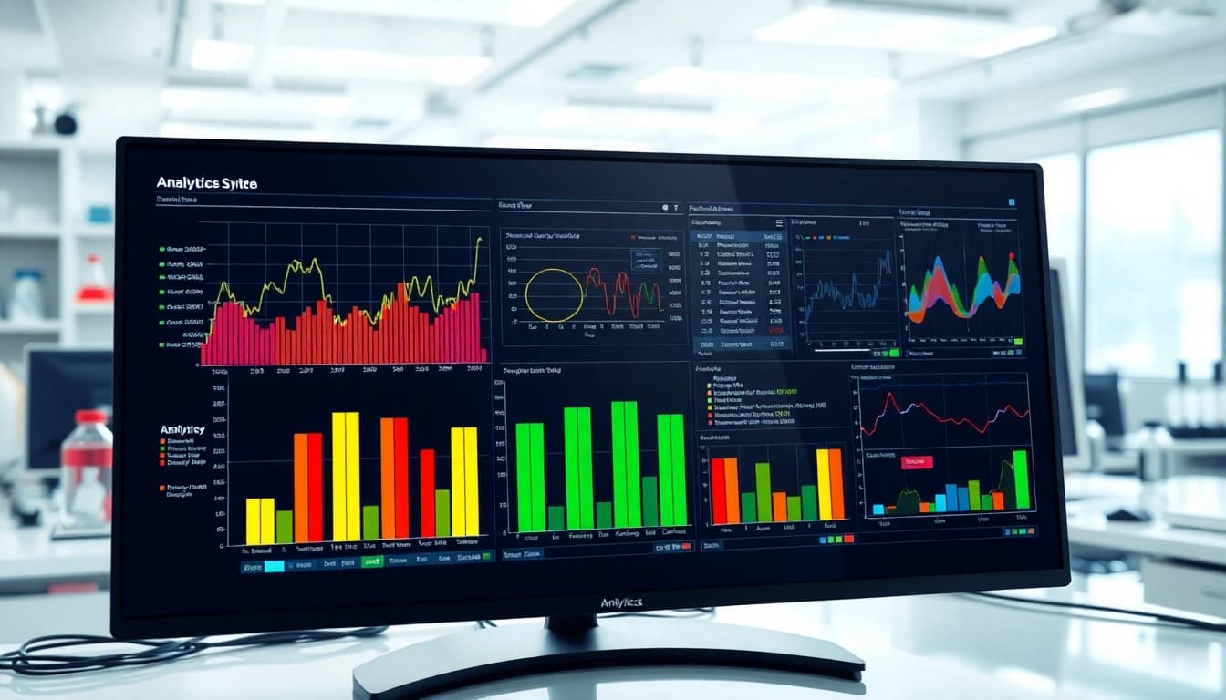 Laborinformationssystem LIS Benutzeroberfläche mit analytischen Daten und Grafiken im Labor.