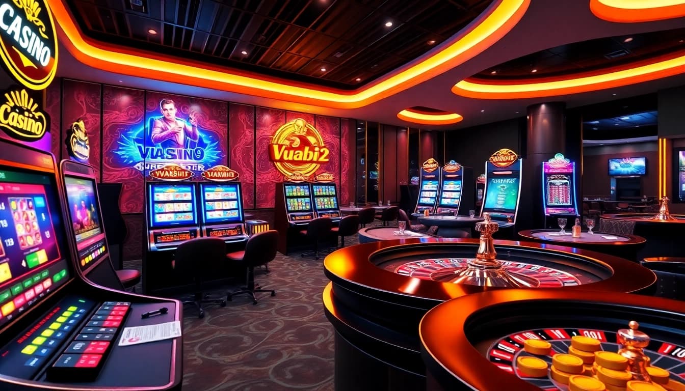 Experience thrilling gameplay at Vuabai9 casino with dynamic slot machines and elegant casino tables.