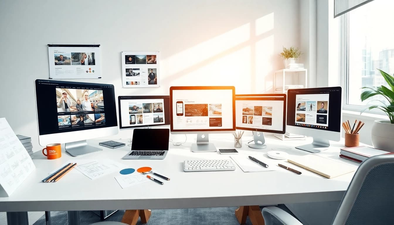 Dynamic workspace showcasing professional website design, emphasizing creativity and digital innovation.