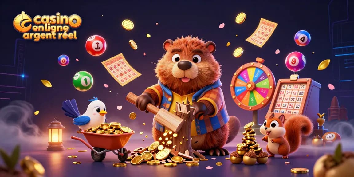 Plongez dans l'excitation d'un casino en ligne argent réel avec des personnages animés collectant des pièces d'or.