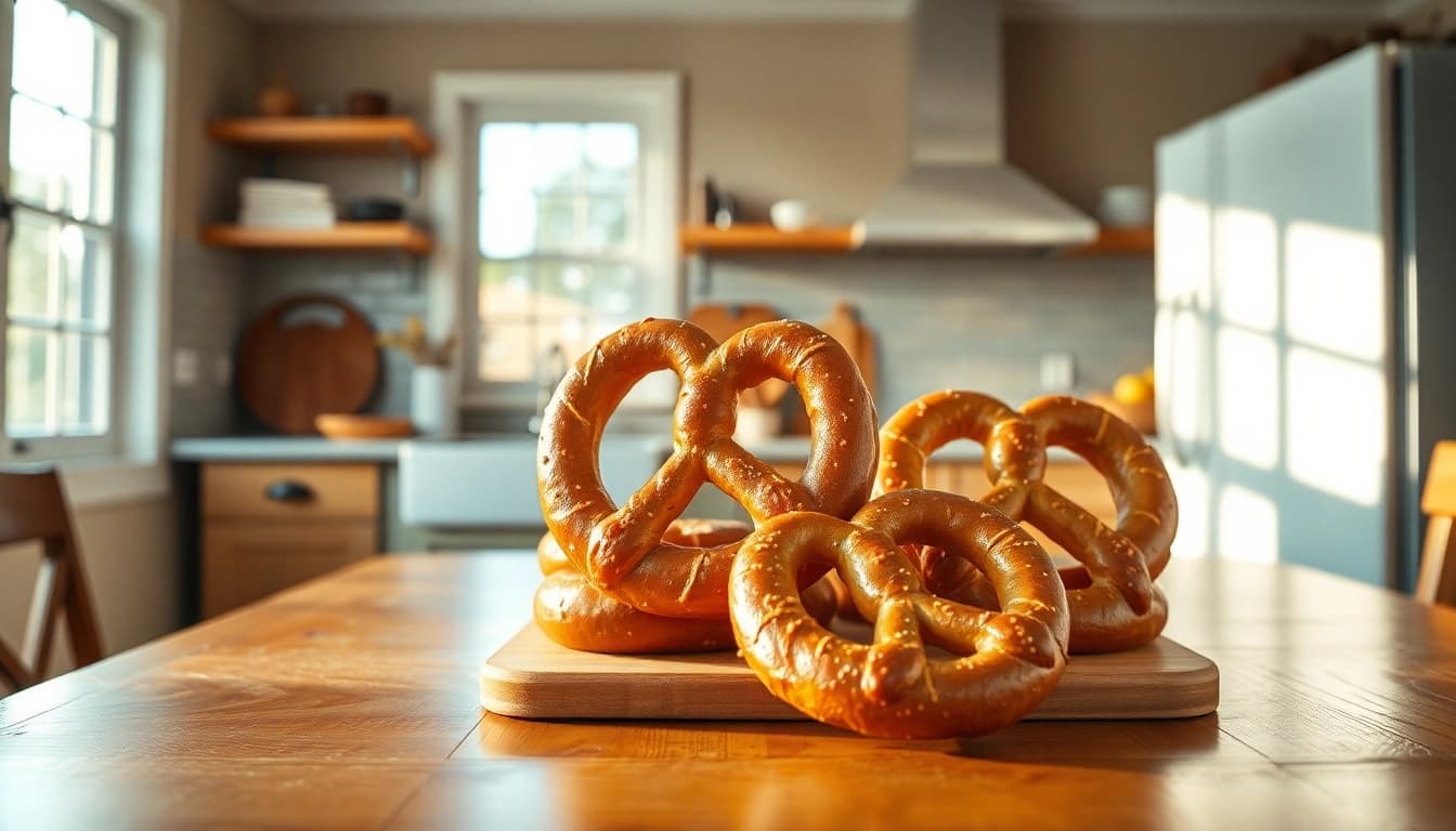 Evaluate pretzel warranty reviews and trust inside a welcoming kitchen with homemade pretzels.