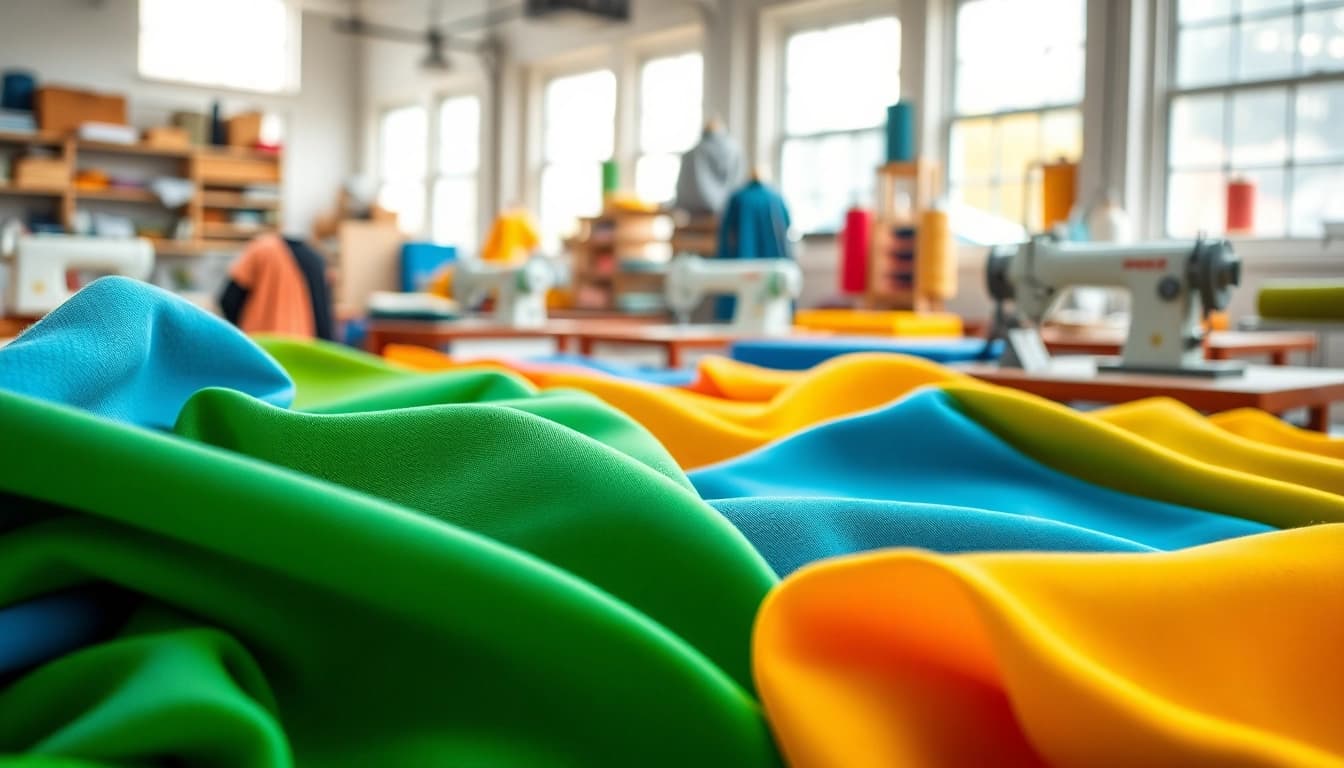 Katoen stoffen assortiment met verschillende kleuren en texturen mooi gepresenteerd voor creatieve projecten.