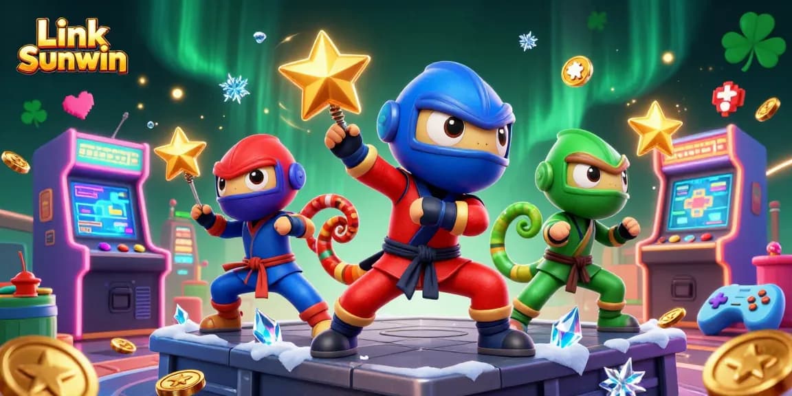 Engage in thrilling gameplay with Link Sunwin's vibrant arcade and synchronized ninja chameleons.