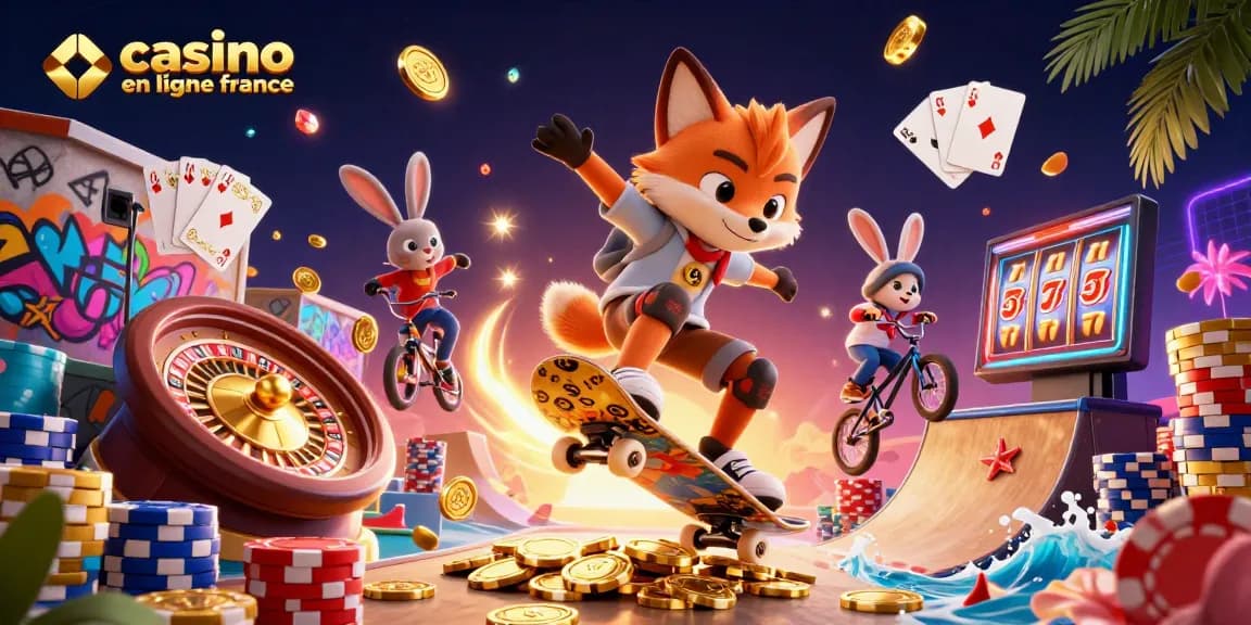 Jouer avec le meilleur casino en ligne France : illustration de jeu dynamique et palpitante.