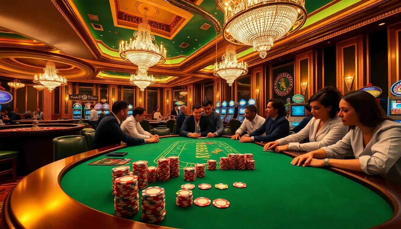 Exciting poker gameplay at winstrike69 casino table with vibrant colors and professional atmosphere.