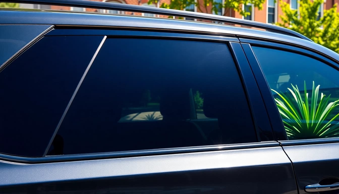 Enhance your ride's style with window tint Chattanooga on a sleek vehicle in a sunny neighborhood.