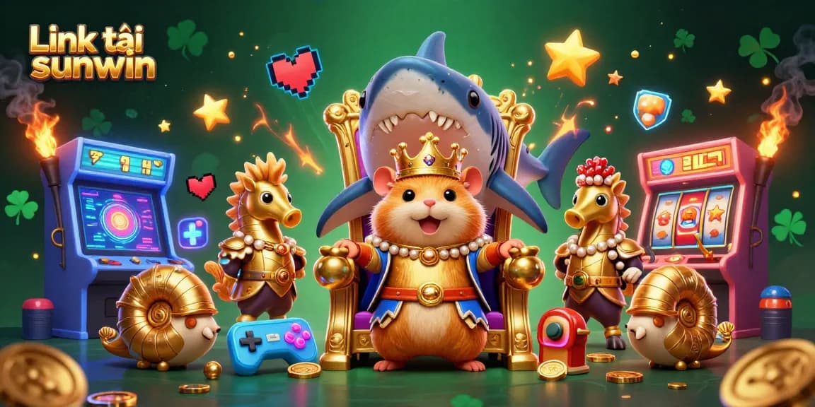 Engage in thrilling gameplay with Link tải sunwin, featuring a whimsical hamster king amidst vibrant casino elements.