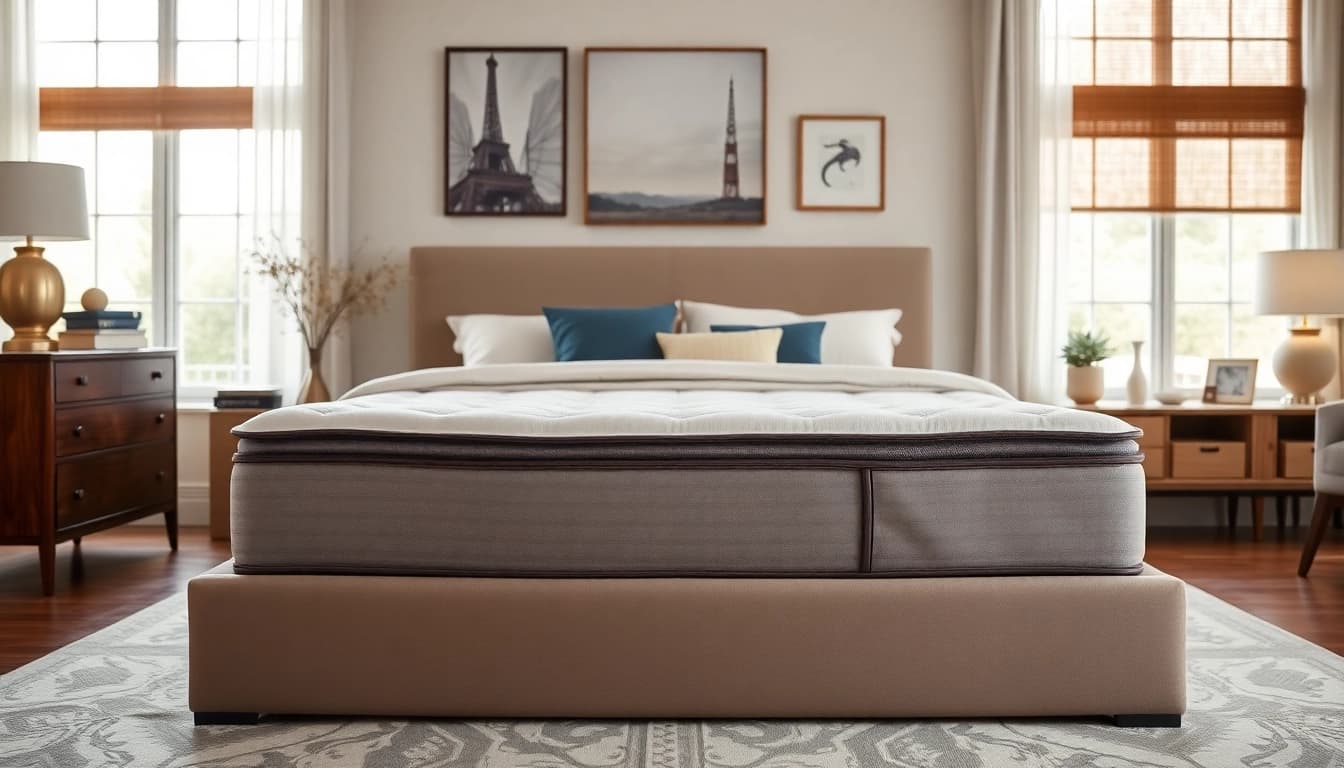 Experience unparalleled comfort with the stearns and foster foundation king mattress in a tastefully designed bedroom.