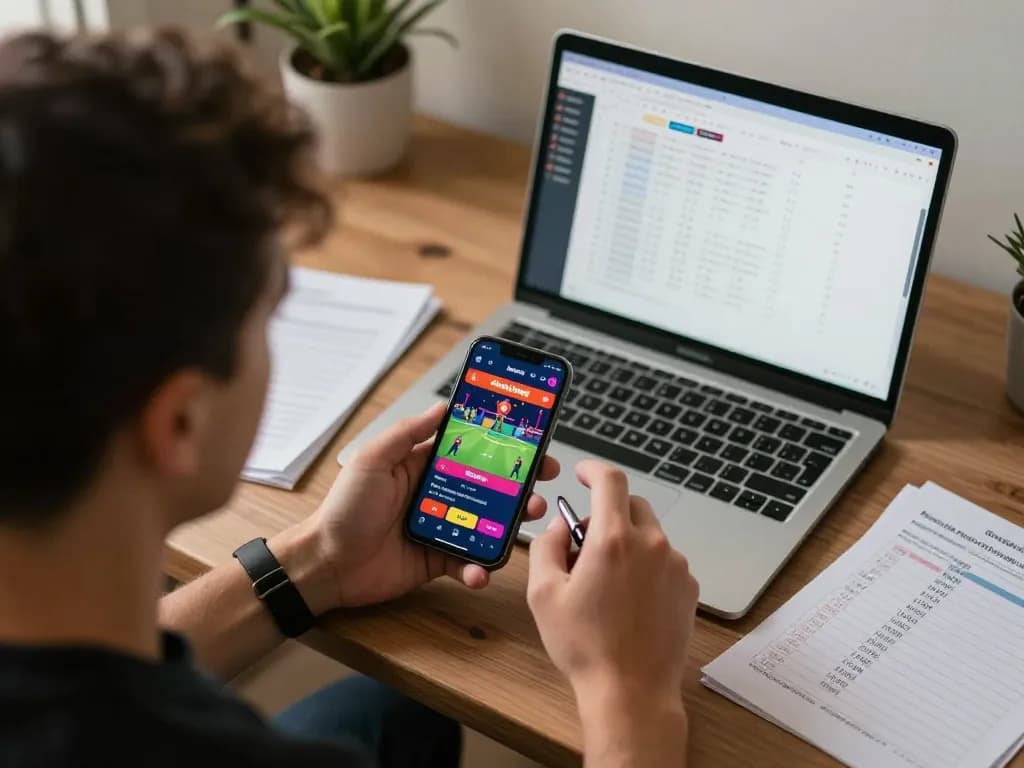 Engaging in sports betting on thabet app with a smartphone, showcasing strategic approaches to gambling.