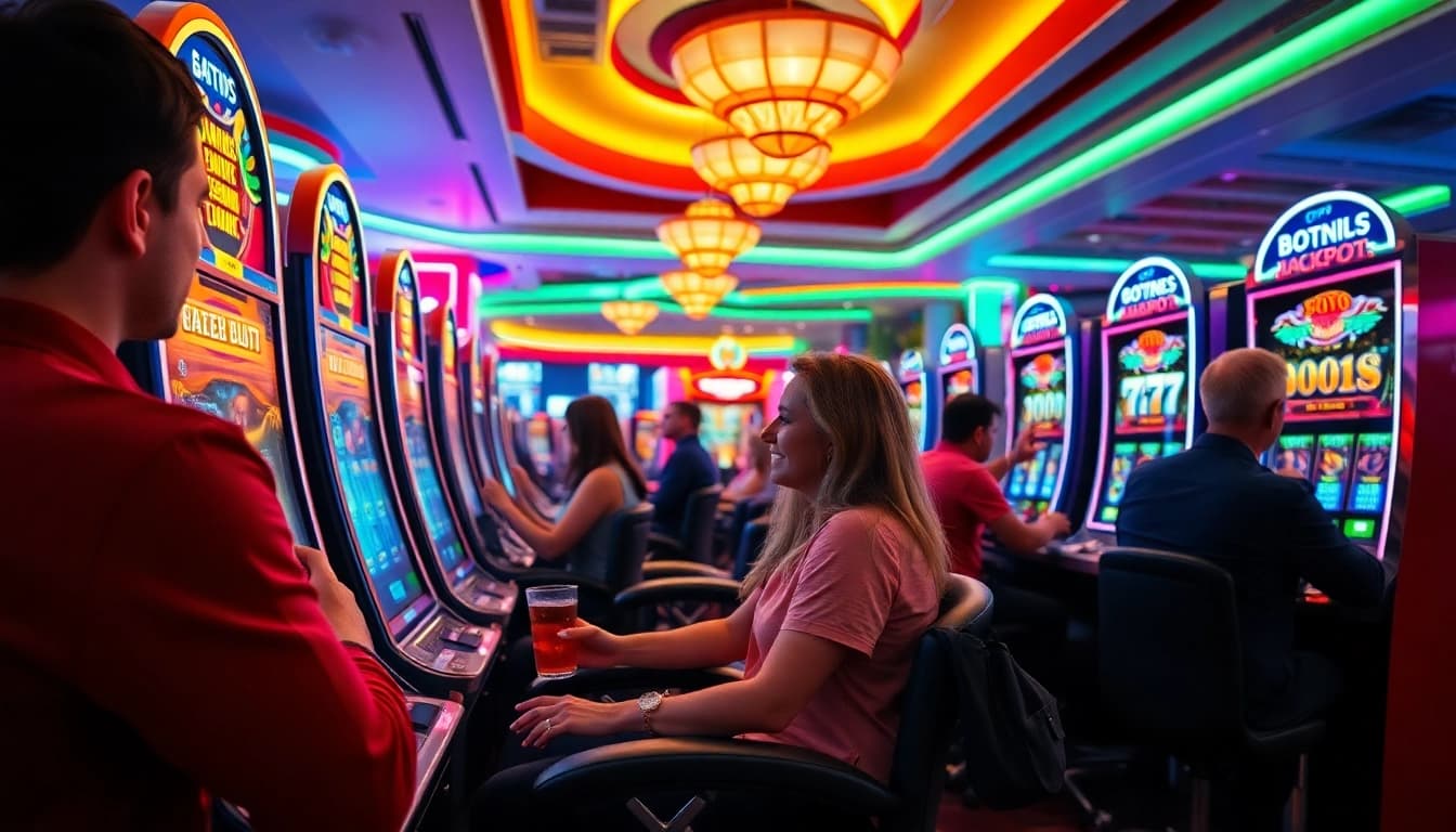 Walettoto menarik perhatian dengan suasana kasino yang hidup dan mesin slot modern.