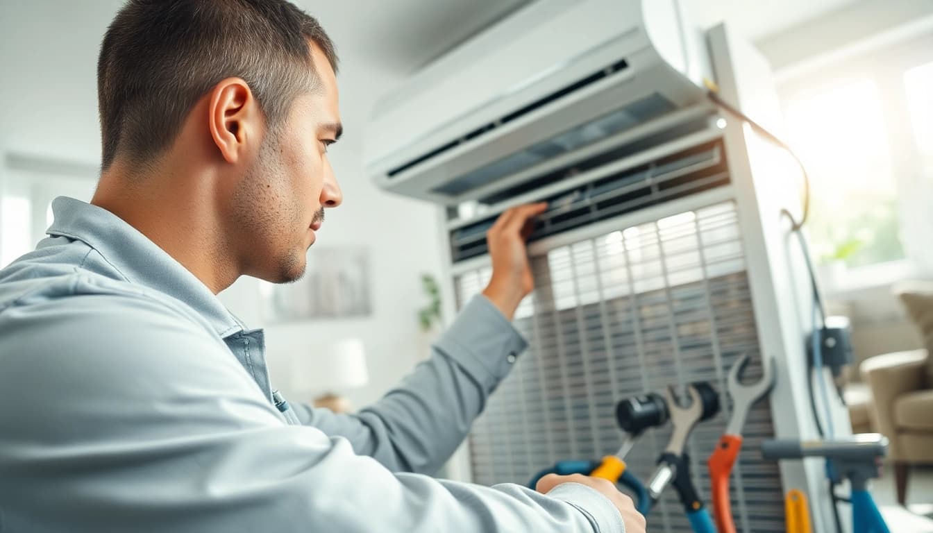 Efficient HVAC Repair Tampa by a technician in a well-lit home environment.