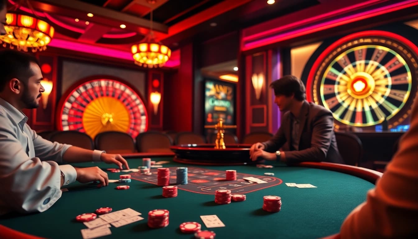 Vivez l'excitation du casino en ligne avec des joueurs enthousiastes et une action de poker vibrante.
