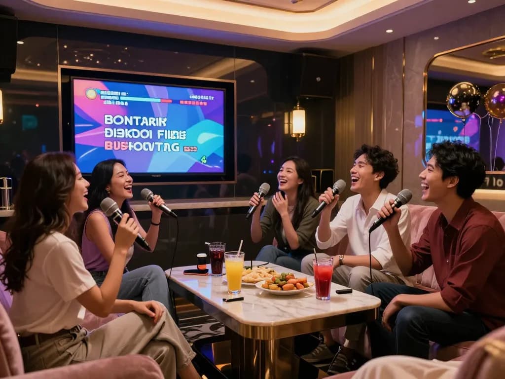 퍼펙트가라오케에서 친구들과 함께 화려한 분위기 속에서 고급스러운 노래방의 궁극적인 재미를 경험하세요.