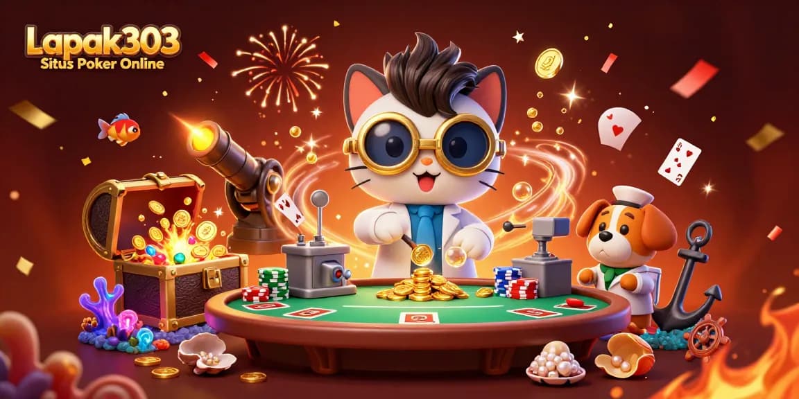Engage in poker action at Lapak303 Situs Poker Online with vibrant elements and dynamic characters.