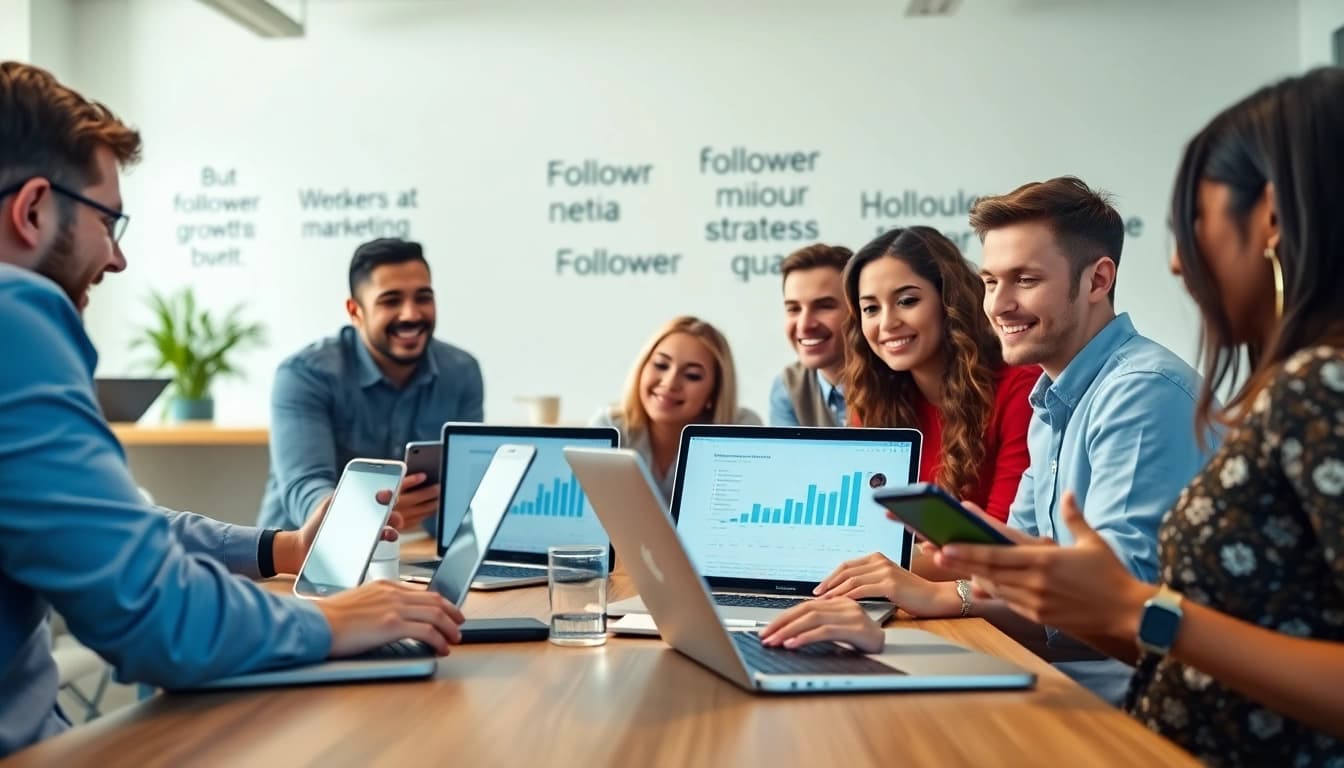 インスタ フォロワー 買うための戦略を議論する若者たちの画像。