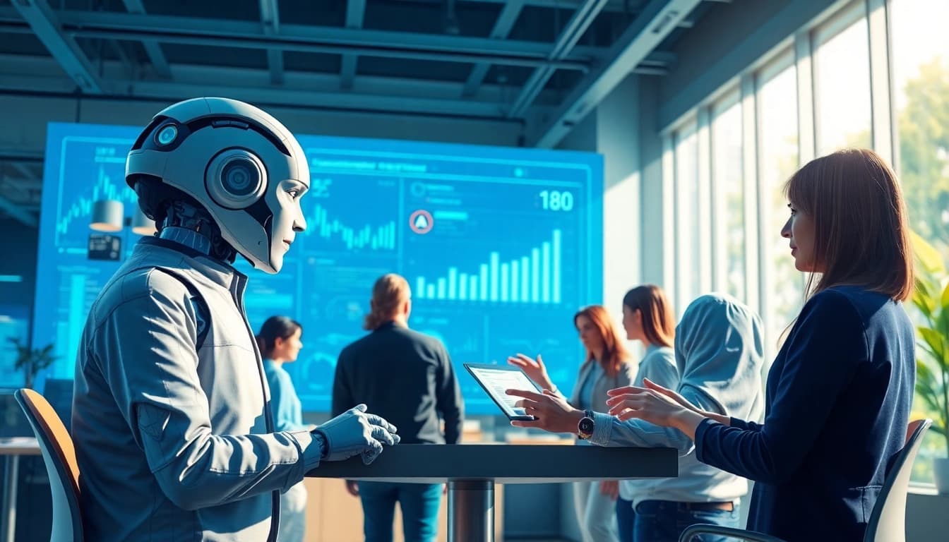 Interazione tra Agenti Ai e utenti in un moderno spazio di lavoro digitale.