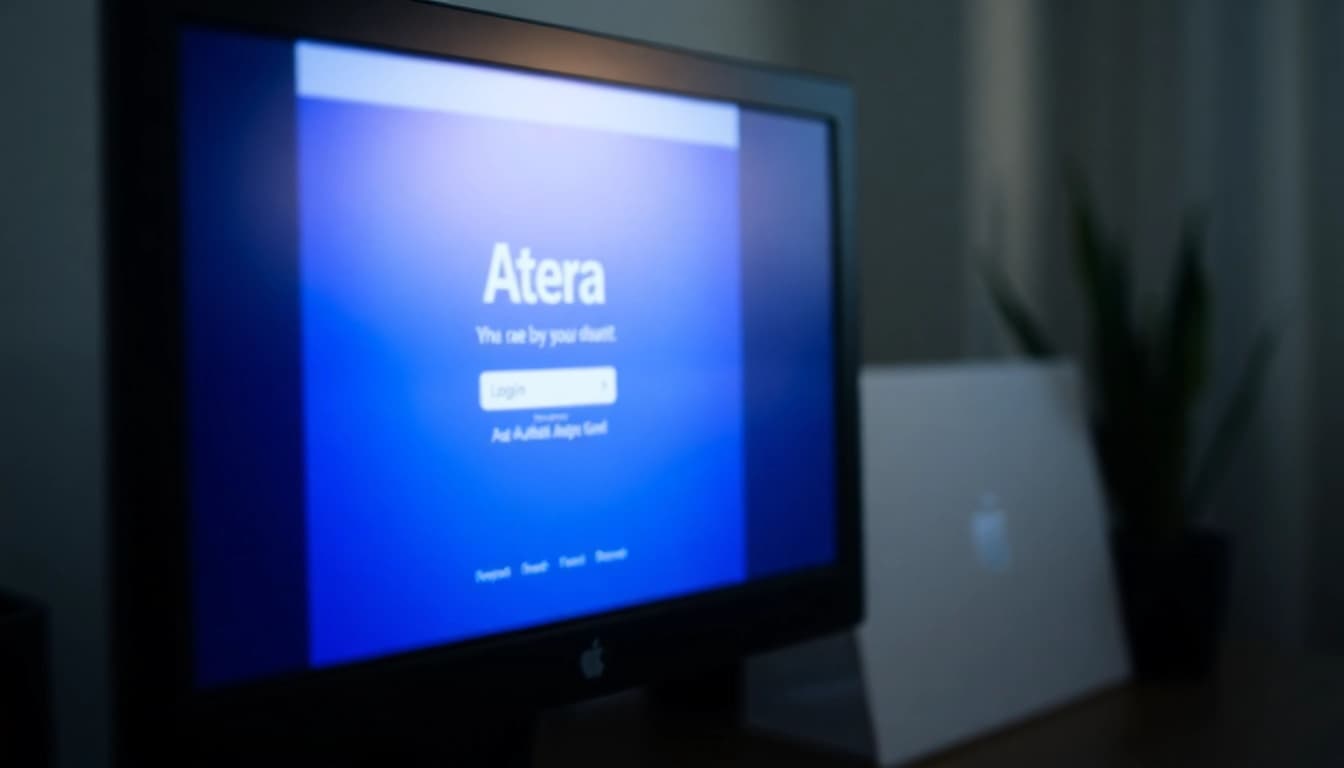 Atera login screen displayed on a computer, showcasing secure access features and a user-friendly interface.