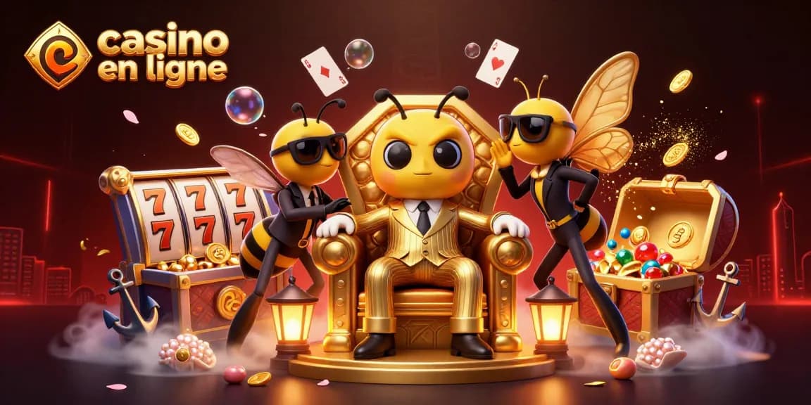 Gagnez gros au casino en ligne avec cette illustration riche en détails et thèmes ludiques.