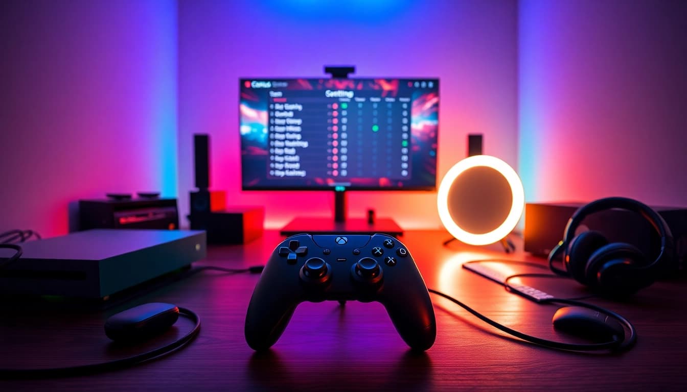 Cronus zen setup enhancing gaming performance with custom controls and a vibrant LED-lit atmosphere.