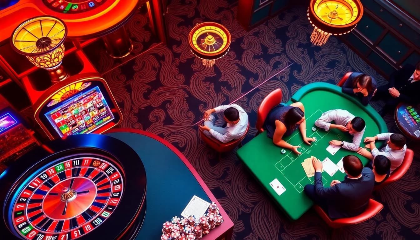 Players immersed in a thrilling roulette game at https://lc88comm.com/ casino, showcasing vibrant betting chips and excitement.