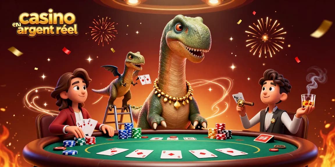 Jouez au casino en ligne argent réel avec une scène dynamique de cartes et de jetons.