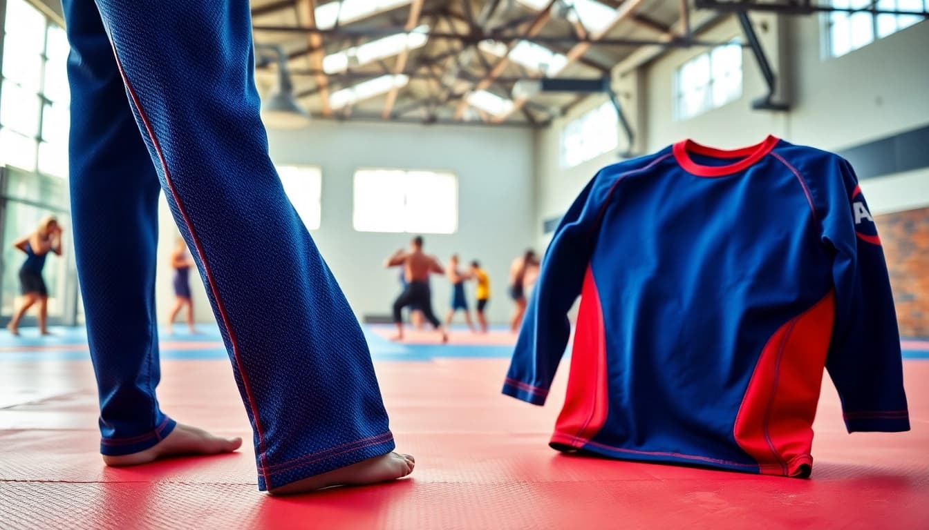 Showcase Jiu Jitsu Rash Guards highlighting quality design and vibrant colors in a training environment.