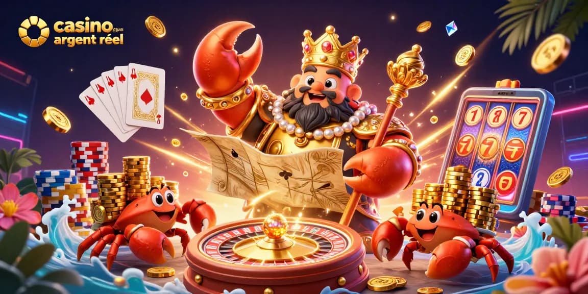Plongez dans l'univers du casino en ligne argent réel avec l'empereur crabe doré et ses trésors scintillants.