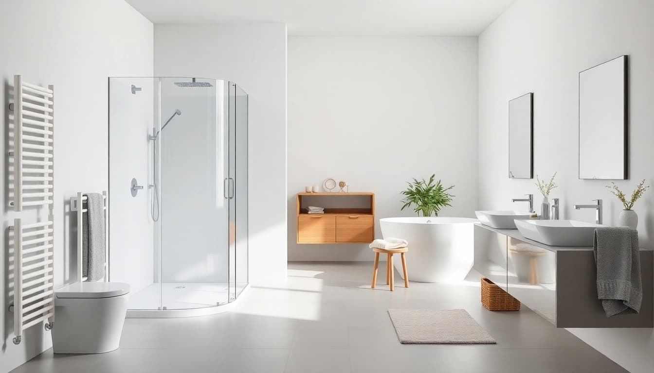 Präsentation von hochwertigen Produkten der sonni sanitär GmbH in einem modernen Badezimmer.