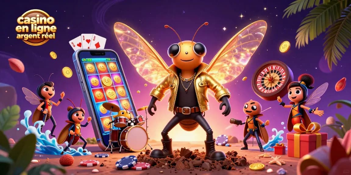 Découvrez le jeu captivant avec le casino en ligne argent réel dans une illustration artistique remplie d'énergie.