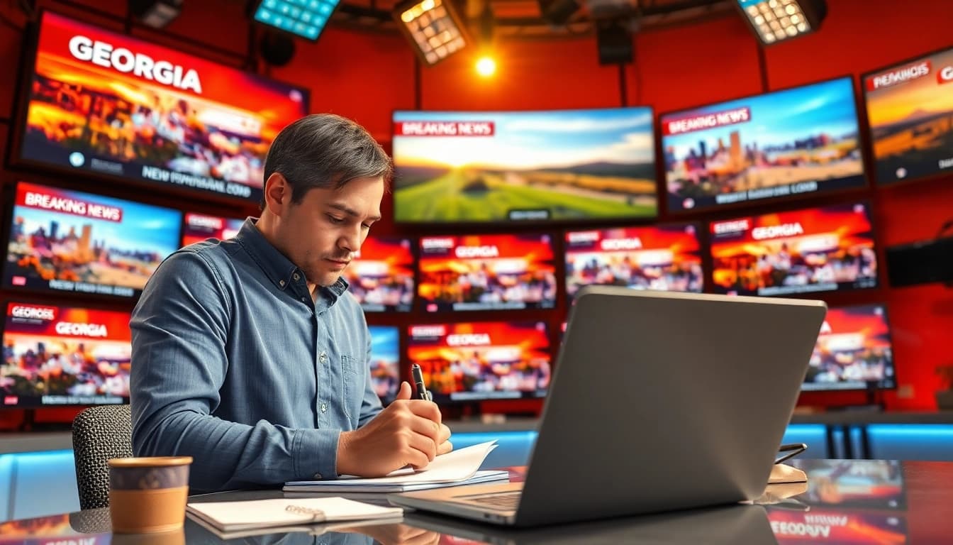 Capture the energy of news reporting at thegeorgiasun with journalists in action.