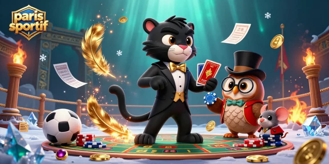 Paris sportif : cartes de paris sportives avec une panthère élégante, une chouette et une souris chanceuse.
