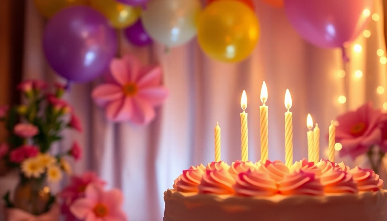 Celebrate birthday wishes for sister with a beautiful cake and festive decorations.