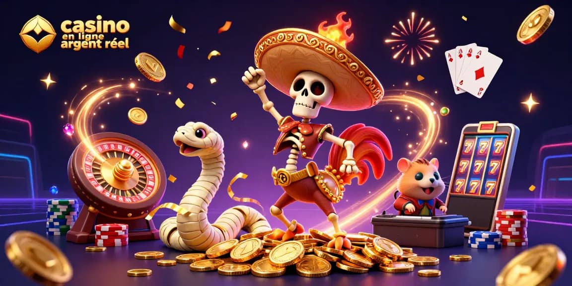 Découvrez le monde du casino en ligne argent réel avec des personnages en fête comme le mariachi et le DJ hamster.