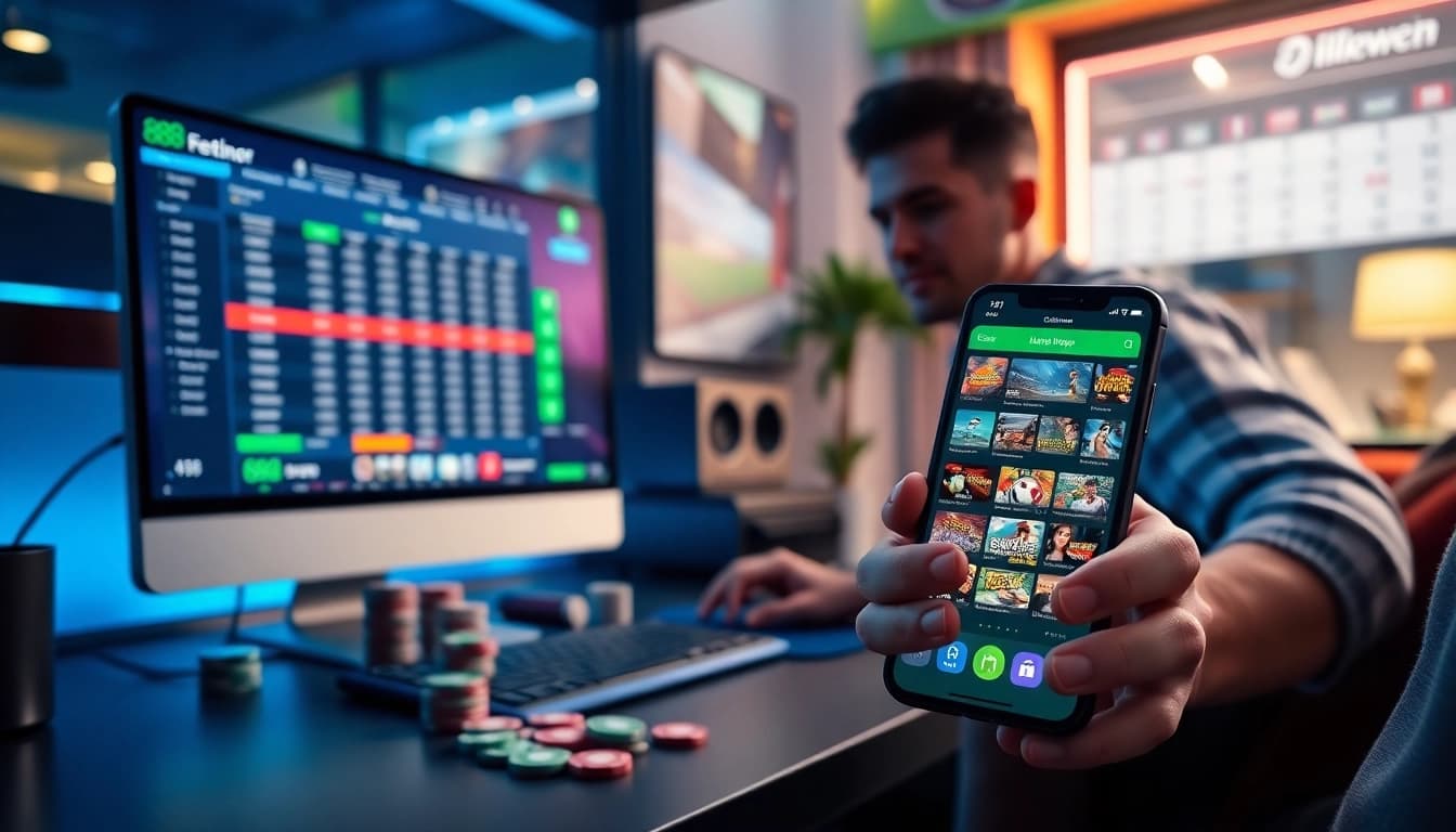 Engaging online gambling experience with 888 new platform interface showcasing games and user-friendly app.