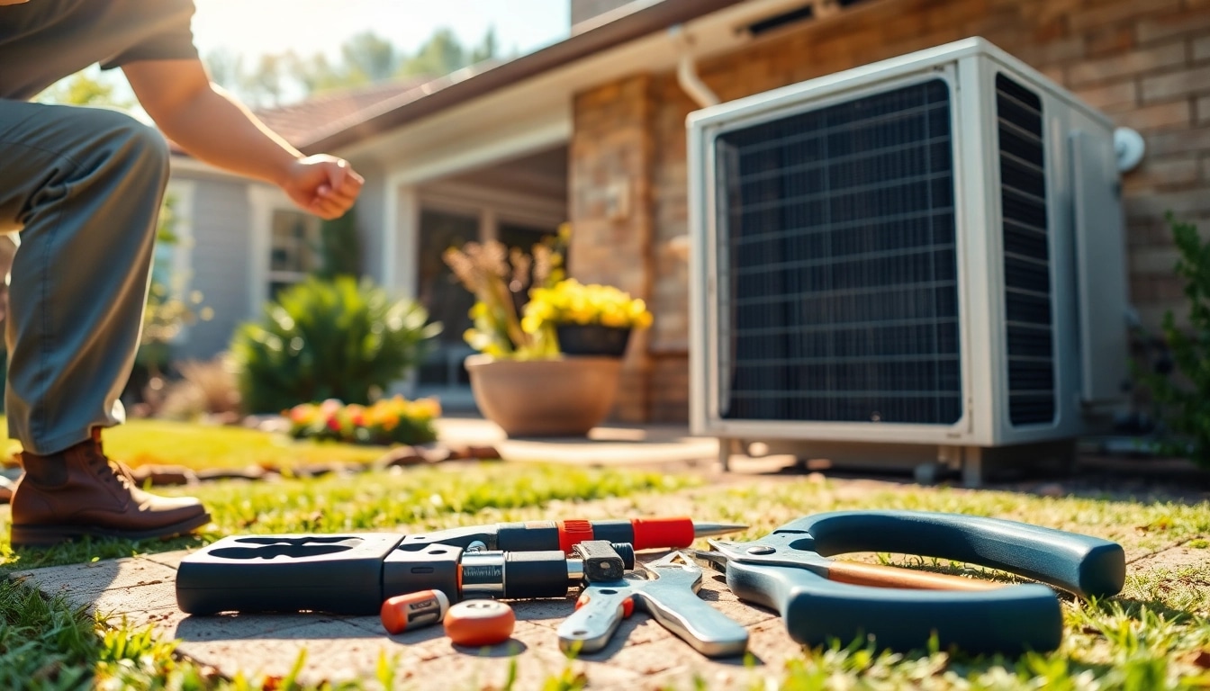 Expert hvac repair purdys service in progress, showcasing a technician working on cooling system.