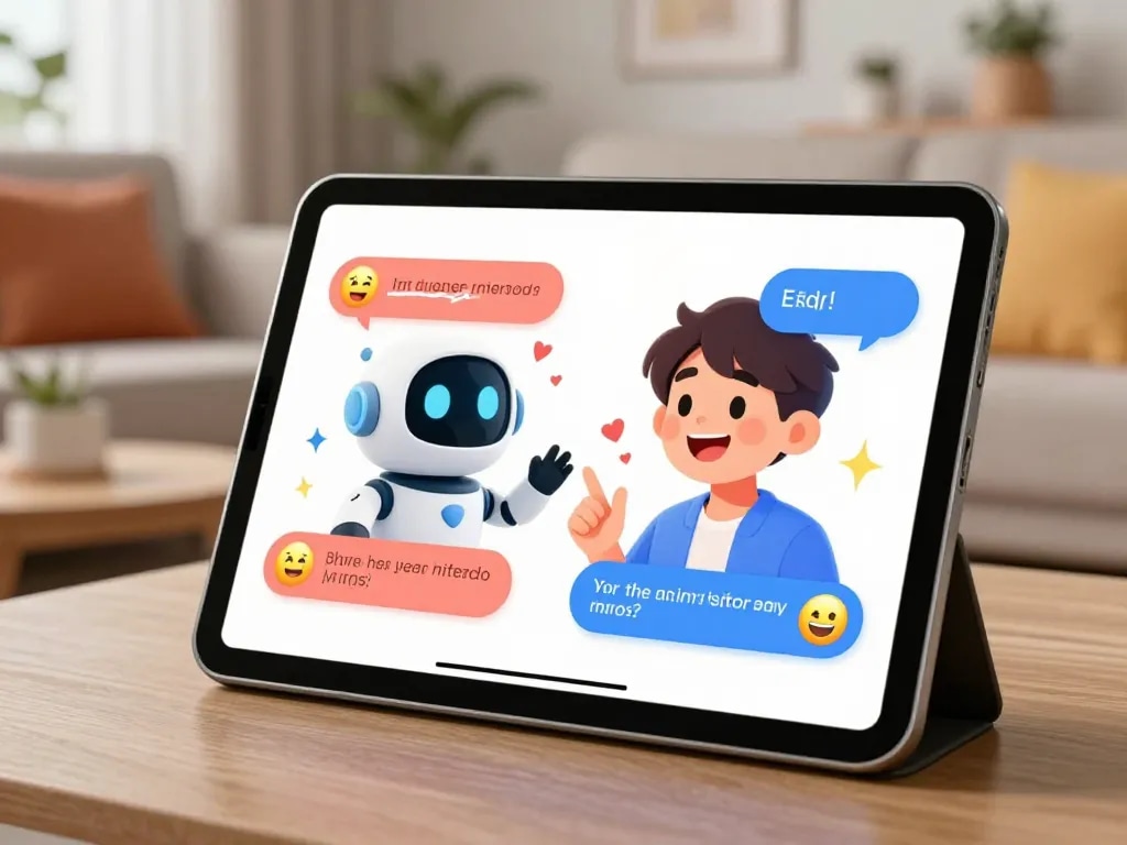 Engaging spicy chat scene with animated characters interacting in a modern living room.